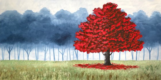Rich Vibrant Red Tree
