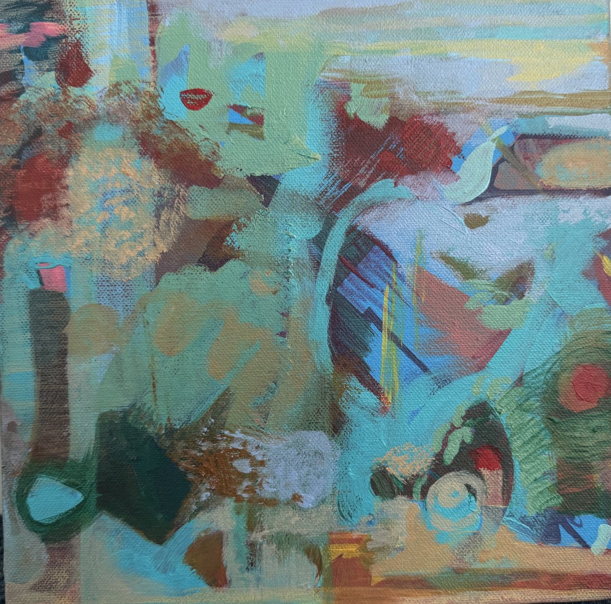 Organic Abstract Acrylic Painting By Hanna Bell, 10 X 10, Small Expansiveness 2, Original Artwork