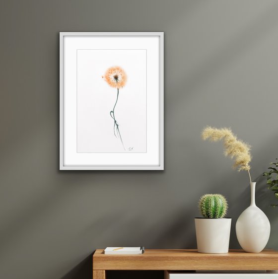 Dandelion. Floral shades. A series of abstract original watercolors in pastel colors.