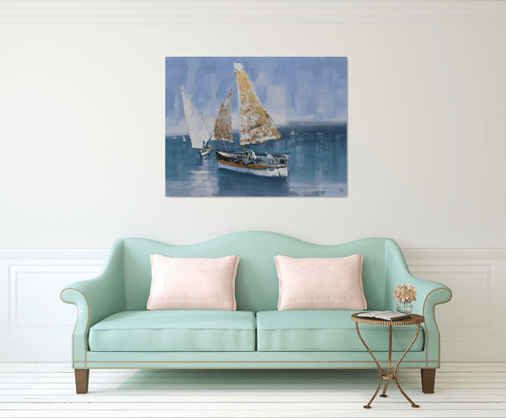 " Sailing in the  summer Breeze " SPECIAL PRICE!!! ,W 130 x H 100 cm