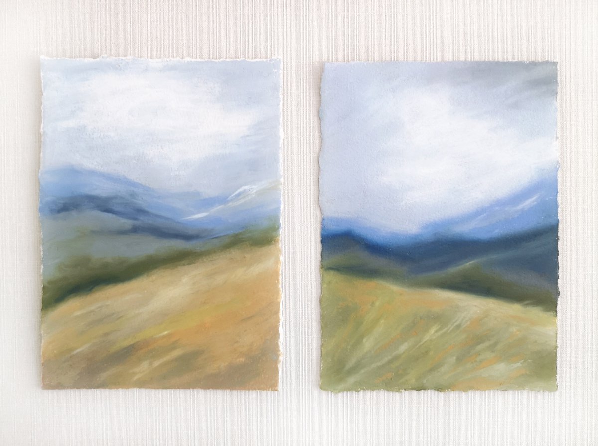 Mountain landscape. Set of 2 small paintings by Olya Grigo