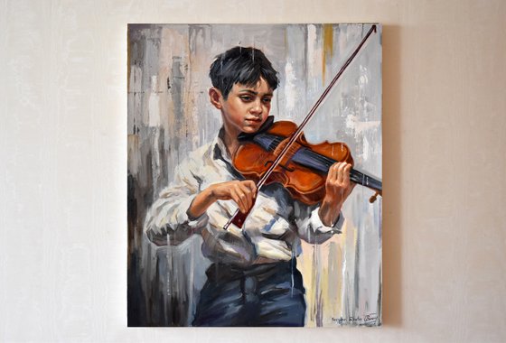 A boy with a violin