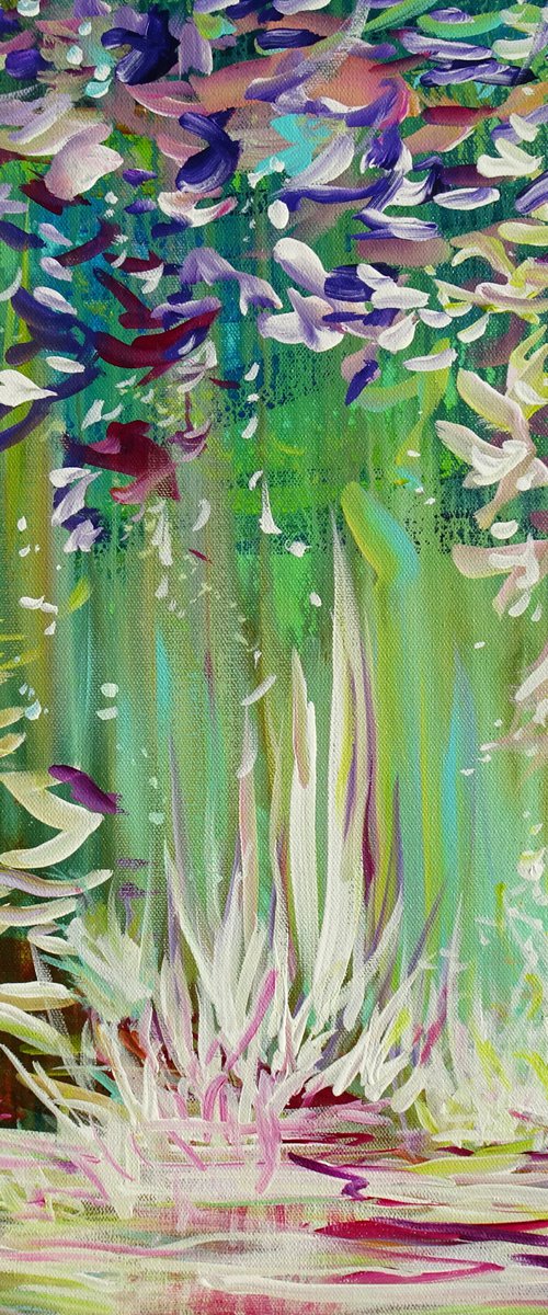 Abstract Floral Landscape. Floral Garden. Abstract Tropical Forest Original Painting on Canvas 51x51cm Modern Art by Sveta Osborne