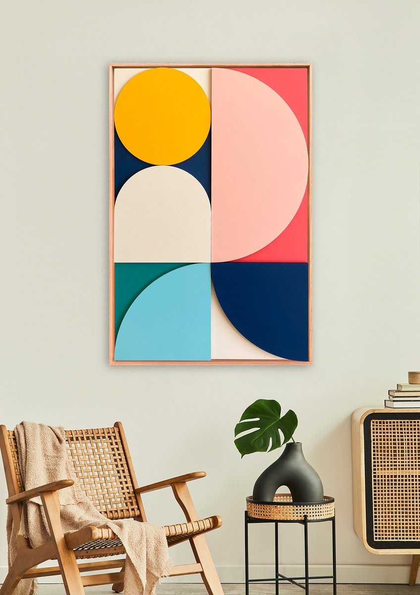 Geometric Abstract Relief By Liam Roberts, 20 X 30", Solia, Original Artwork