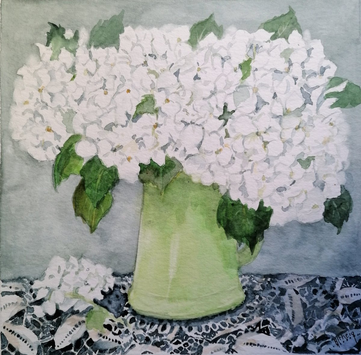 Bouquet d’hortensia et dentelle by Martine Vinsot