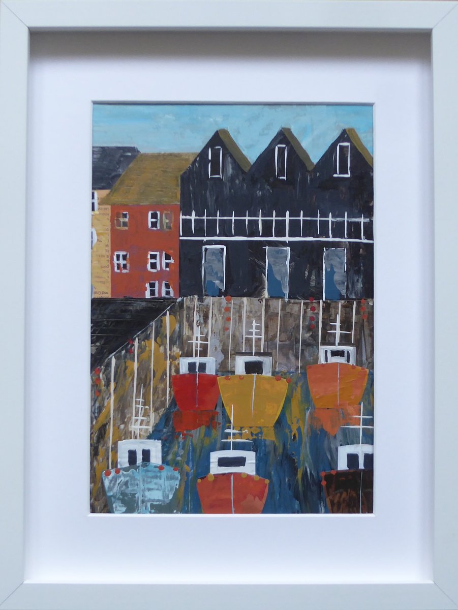 Landscape Painting By Elaine Allender, 13 X 17, Whitstable Boats, Original Artwork