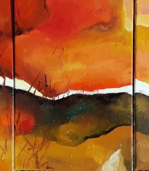 Autumn love, abstract landscape, 3 picture together by Simon Tünde