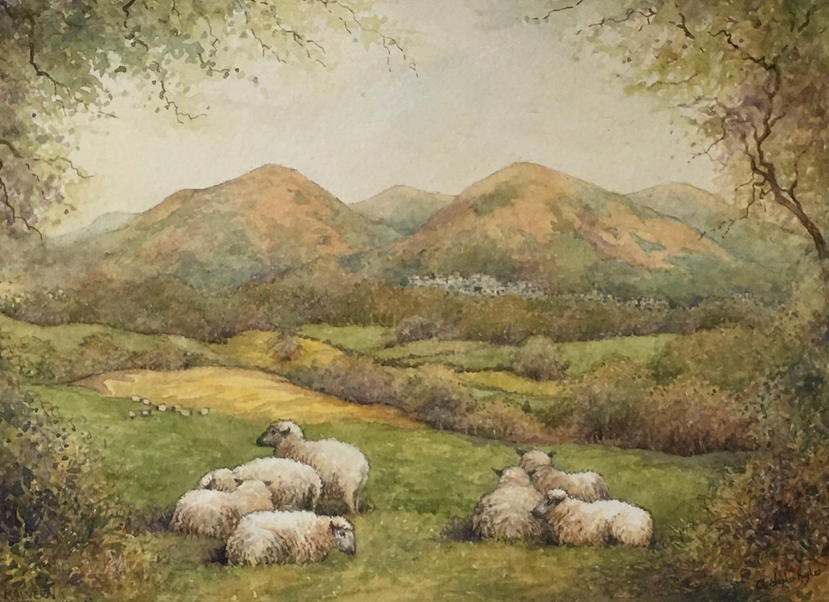Landscape Watercolour By Christopher Hughes, 14 X 10, Malvern Hills From Callow End, Original Artwork