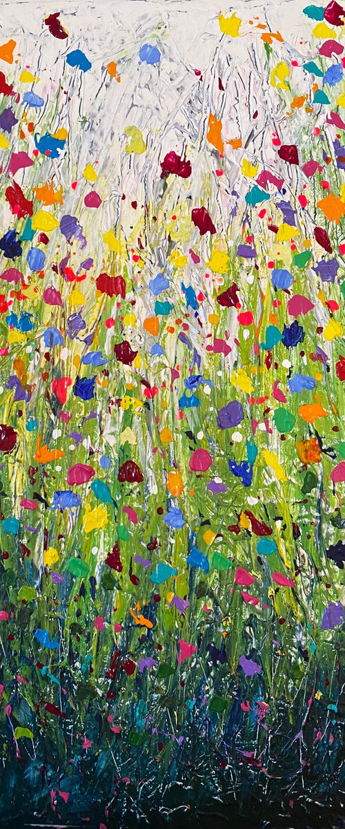 Abstract wild flower meadow by Clare Hoath