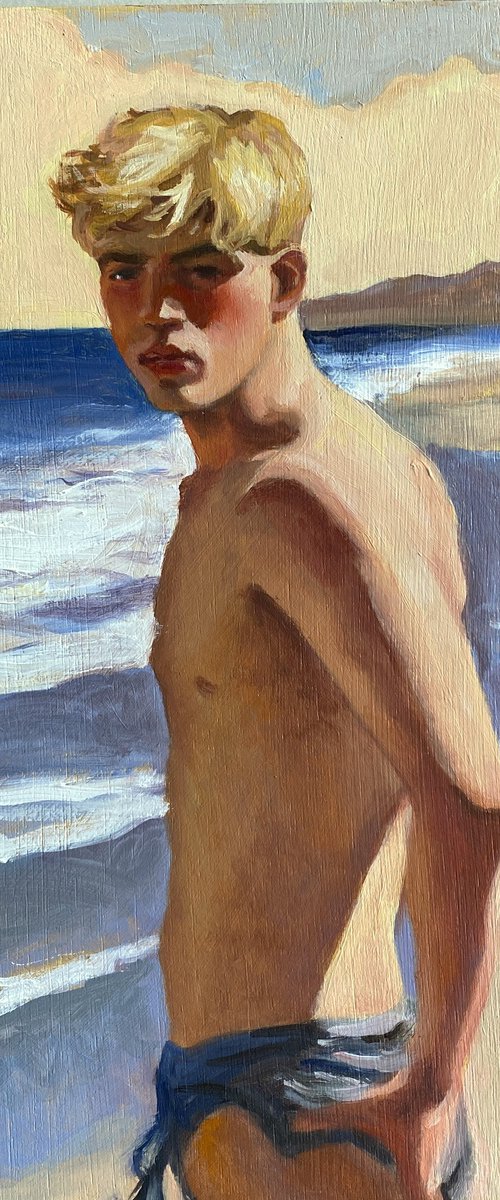 Summer Boy on the Beach by Jackie Smith