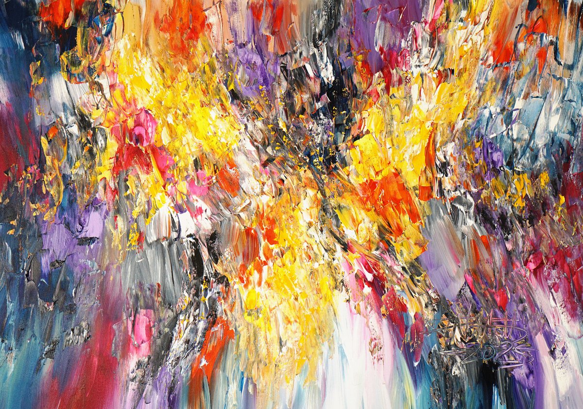 Abstract Acrylic Painting By Peter Nottrott, 39 X 28", Great Moment A 1, Original Artwork