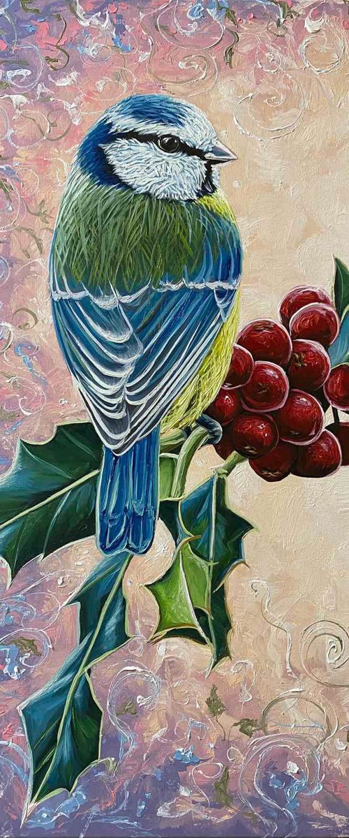 Blue Tit on a Rowan by Elena Adele Dmitrenko