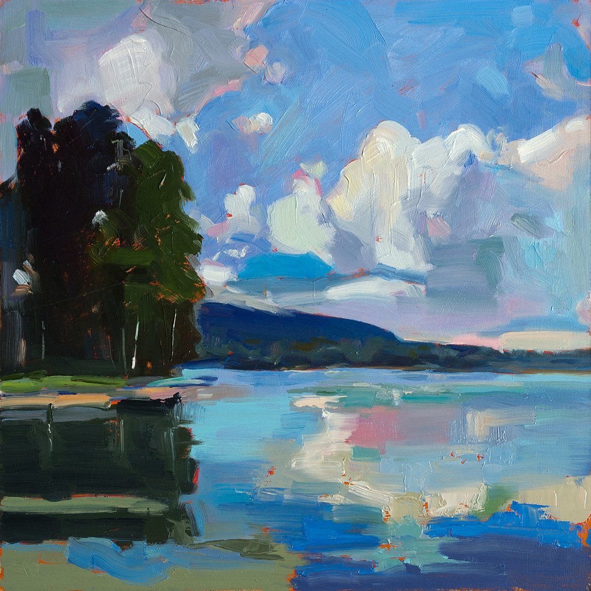 Impressionistic Landscape Oil Painting By Daria Zavadenko, 14 X 14, Summer Landscape 6, Original Artwork