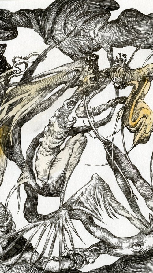 A large bird watches over its nest by Polina Salenko