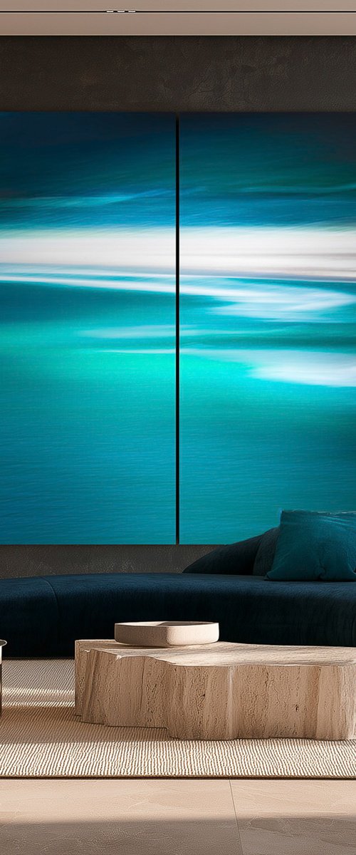 Teal Effusion, Diptych by Lynne Douglas