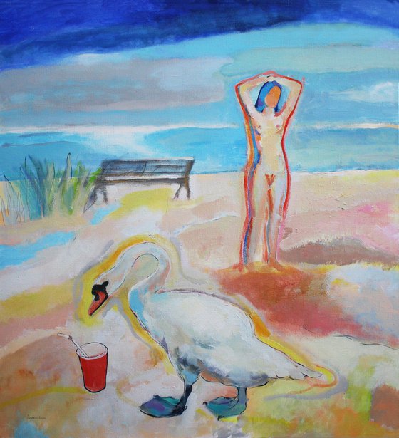 landscape with swan. Leda.