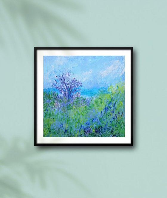 Spring sea | Glade with blue flowers.