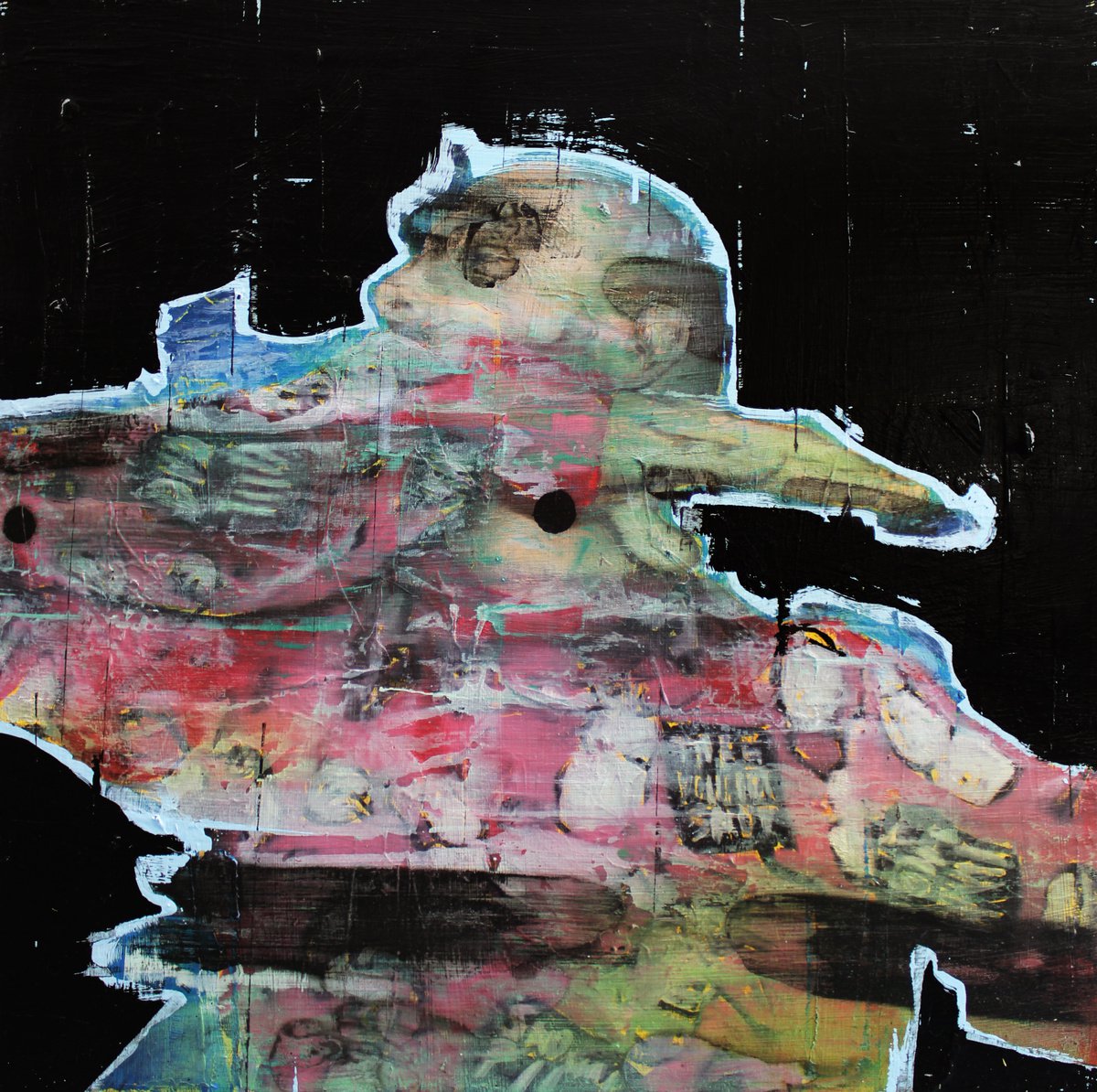 Expressive Portrait Oil Painting By Milos Hronec, 28 X 28", Passion, Original Artwork