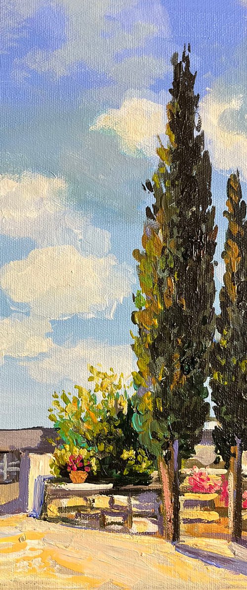 Cypresses in the monastery courtyard. by Maria Kireev
