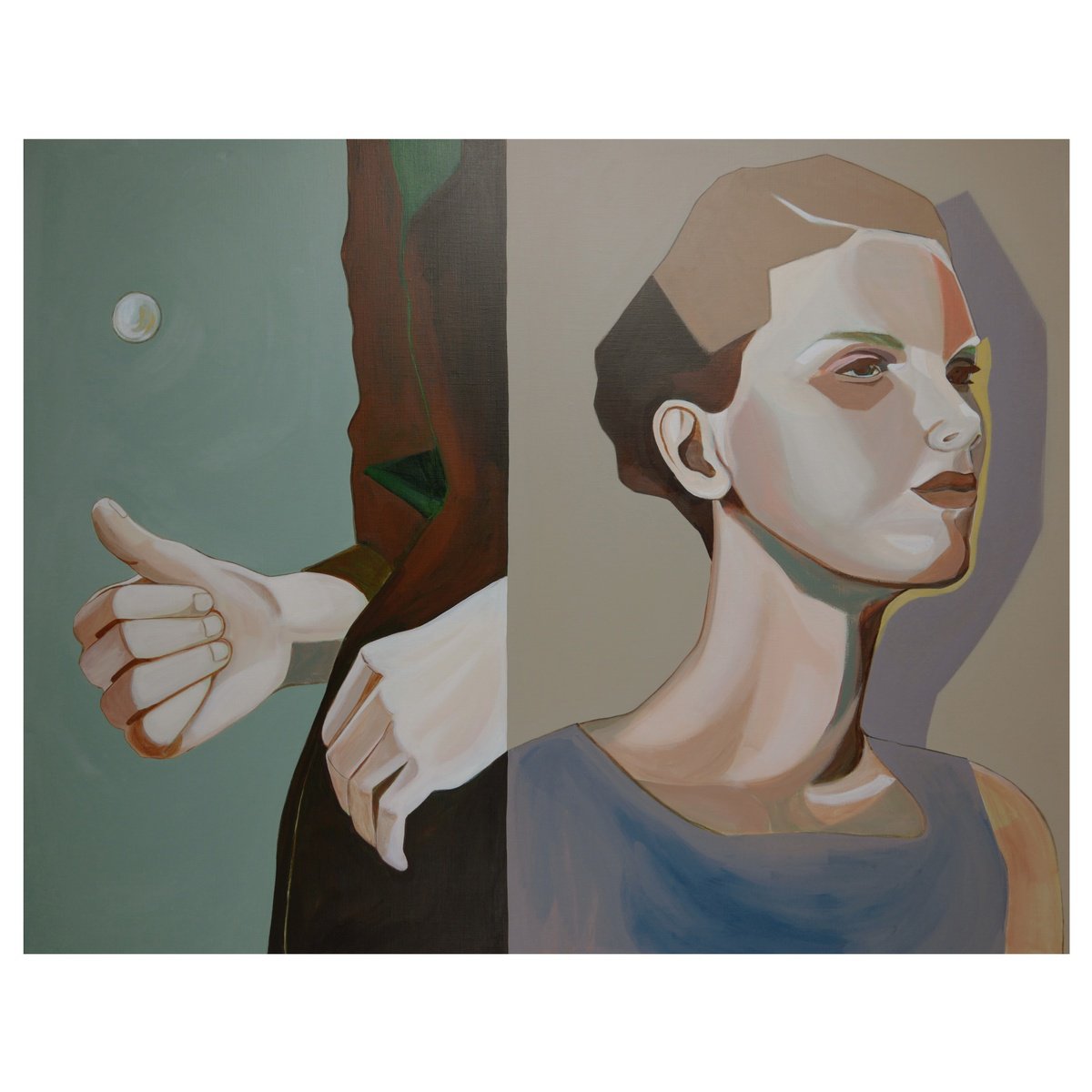 Expressive Portrait Acrylic Painting By Young Park, 46 X 36", Fortuneteller, Original Artwork