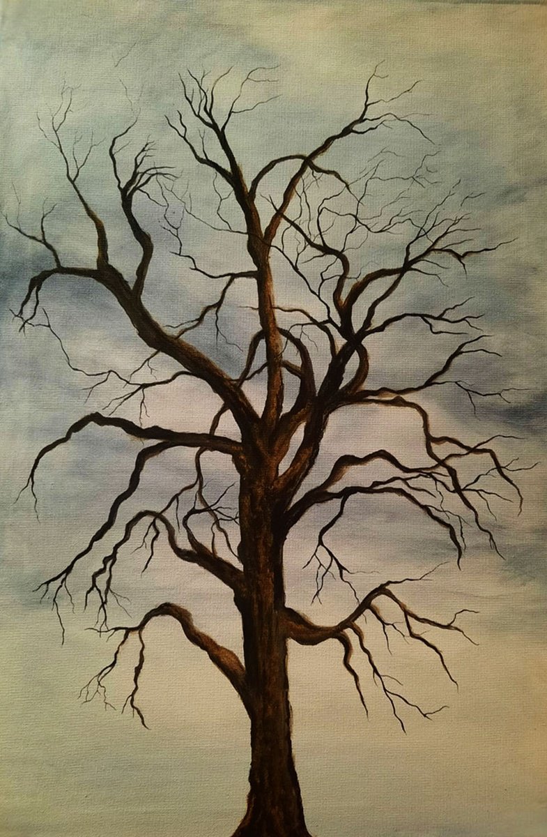 Expressive Landscape Acrylic Painting By Sapna Sharon, 16 X 24", Resilience, Original Artwork