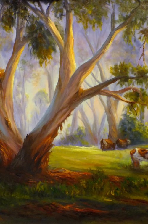 Grazing in the Australian bush Painting by Christopher Vidal