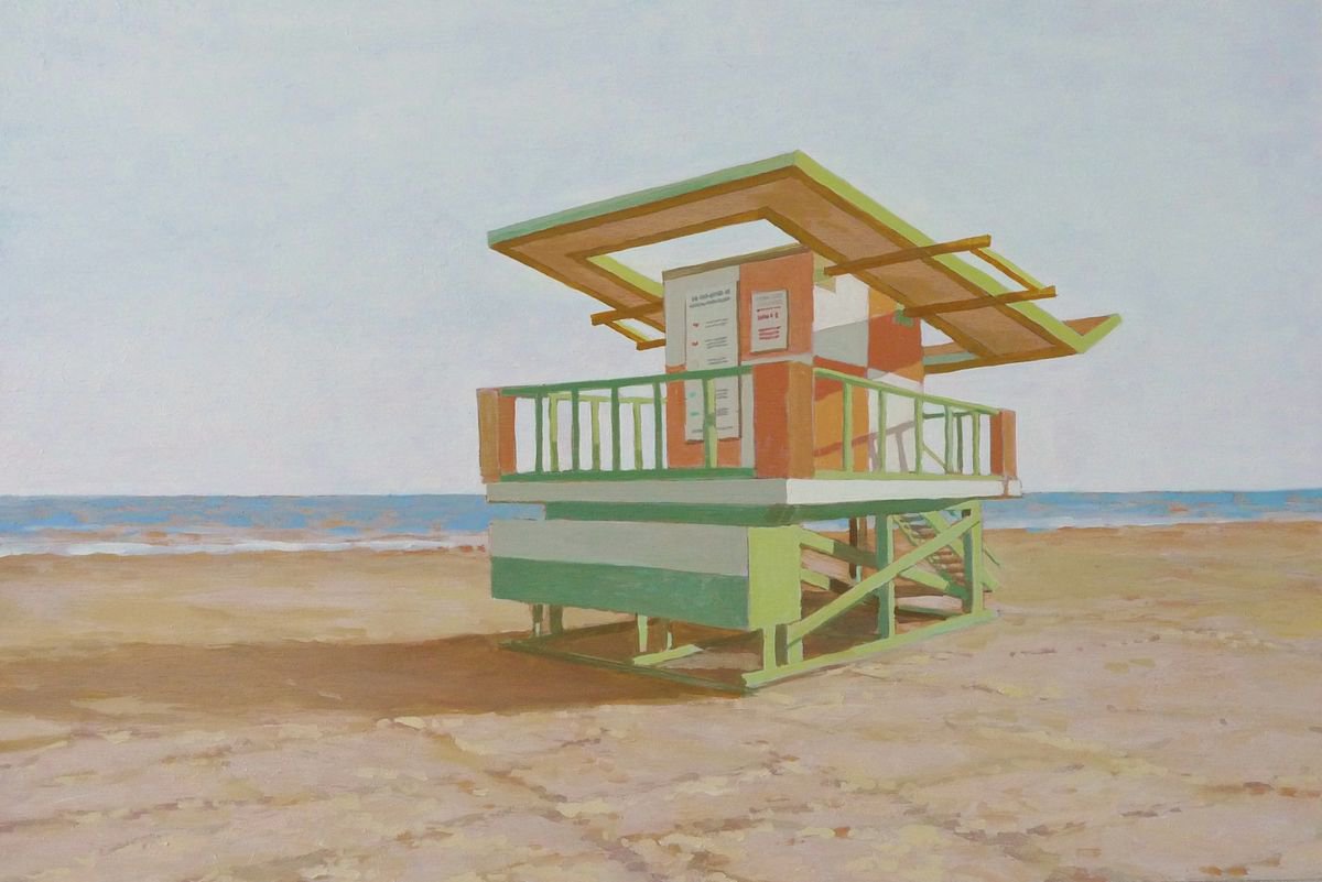 Photorealistic Landscape Oil Painting By Sergej Sologub, 24 X 16", Miami . Strand Metamorphosen 8., Original Artwork