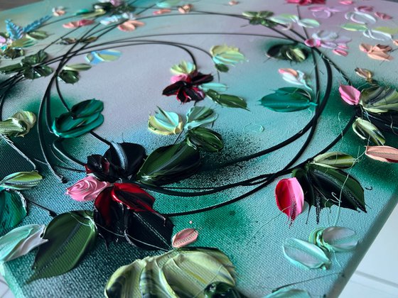 Textured flowers art “Improvisation"