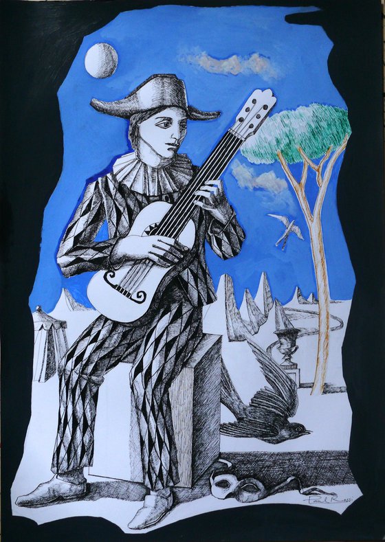 Harlequin With Guitar