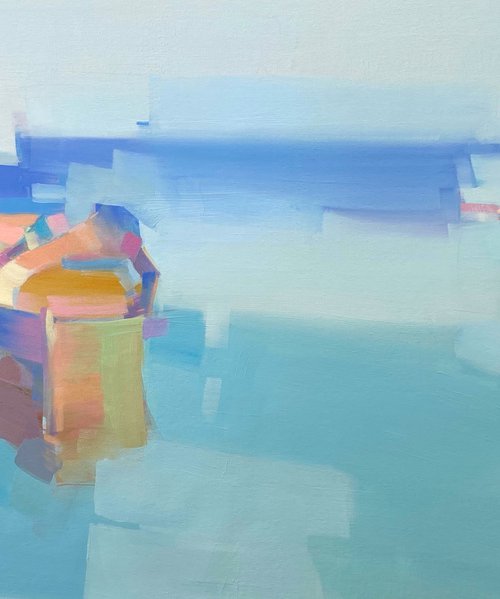 Canoes, Original oil painting, Handmade artwork, One of a kind by Vahe Yeremyan