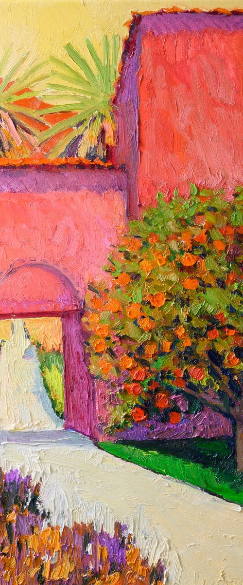 Orange Tree and Pink House by Suren Nersisyan