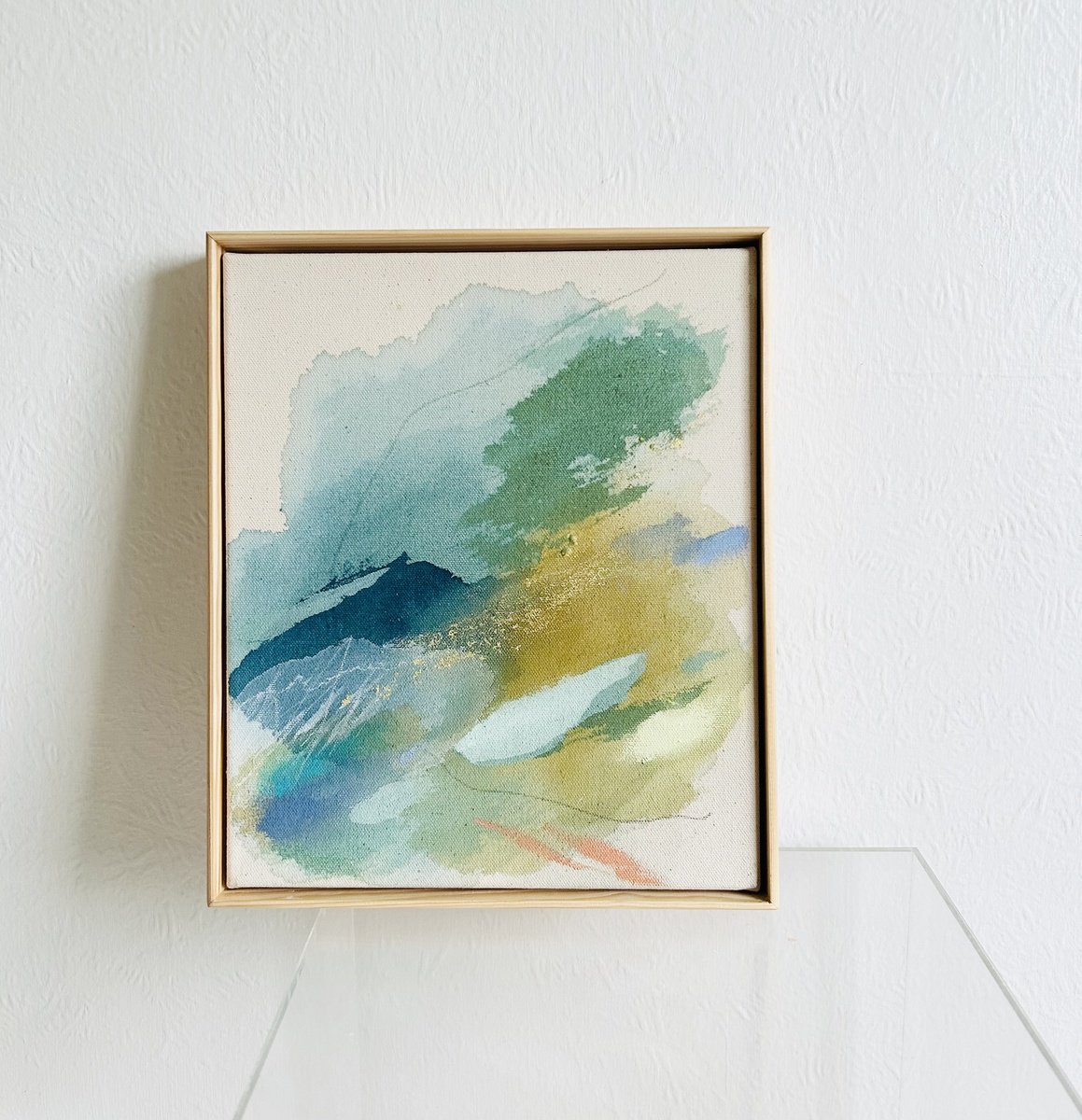 Organic Abstract Acrylic Painting By Ryoko Minamitani, 12 X 10", Spirits In The Forest 1, Original Artwork