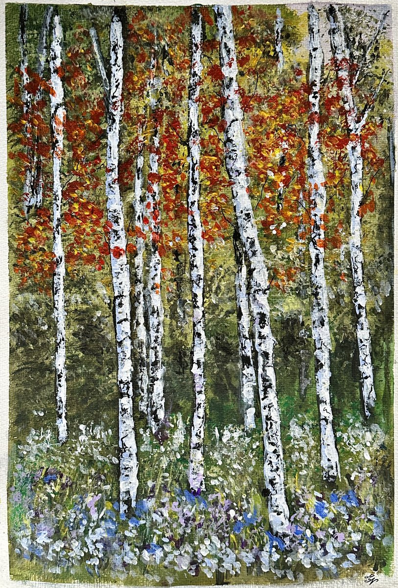 Impressionistic Landscape Watercolour By Misty Lady - M. Nierobisz, 13 X 19", Aspen Dreams, Original Artwork