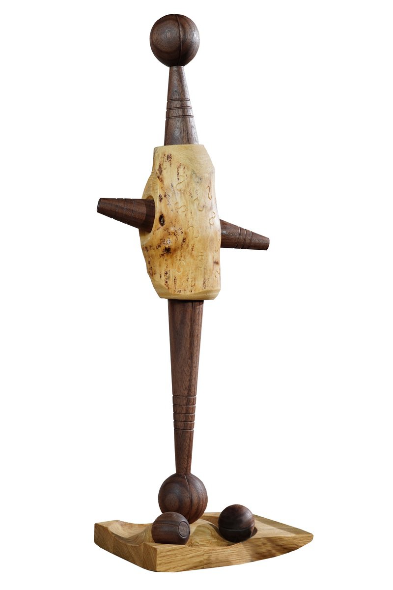 Portrait Wood Sculpture By Sava Draganov, 6 X 18", "Joy", Original Artwork