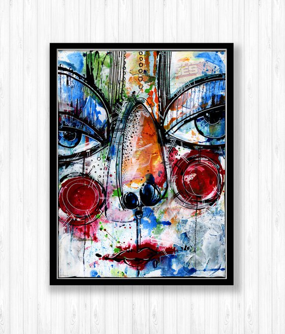 Funky Face Whimsy 3 - Mixed Media Art by Kathy Morton Stanion