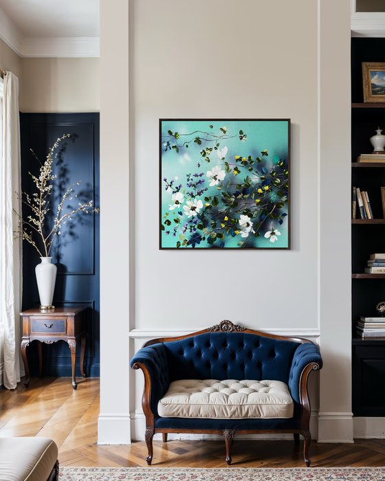 Golden Buds in Turquoise Air