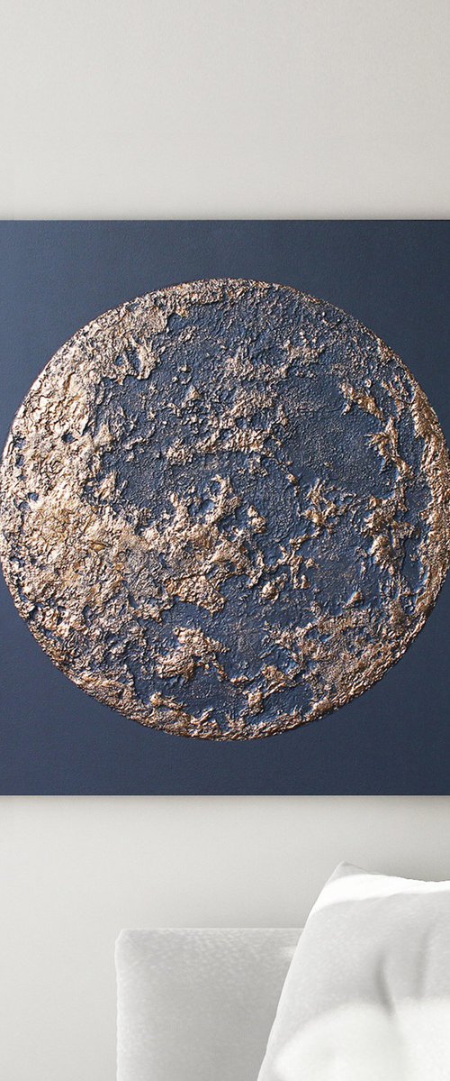 "Moon" Gold moon abstract art by Alex