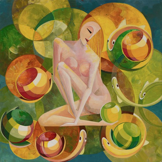 The Girl with Lotus Flowers