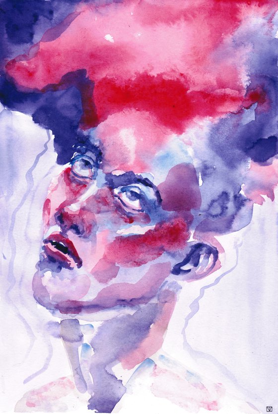 "Look up to the sky", Part II. Watercolor portrait