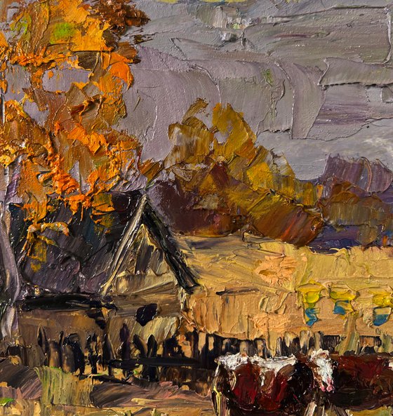 Village Cows Grazing