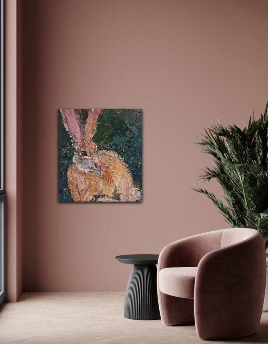 Impressionistic Animal Oil Painting By Deborah Donnelly, 24 X 24, My Irish Hare, Original Artwork