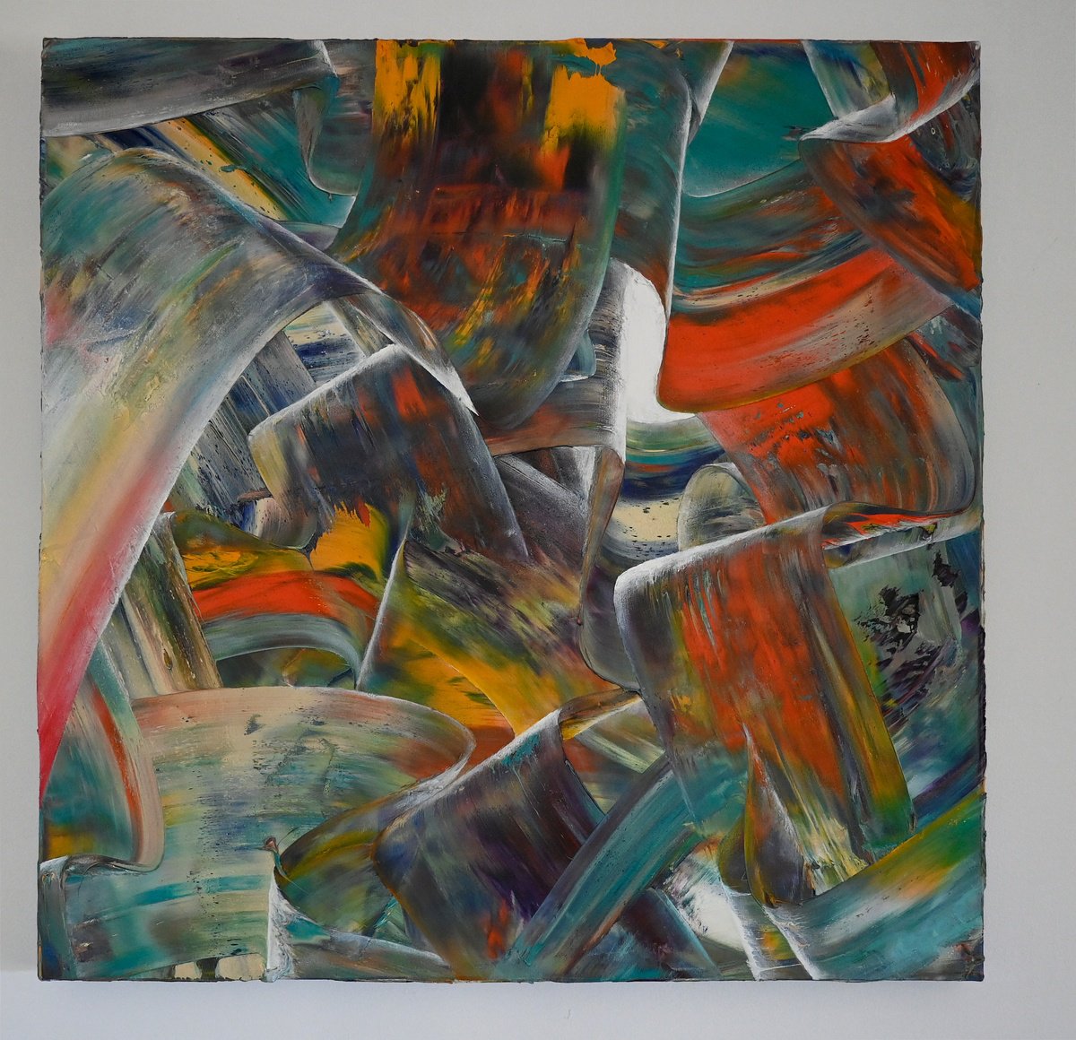 Geometric Oil Painting , Il Parto Delle Nuvole Pensanti By Giuseppe Pastore, 28 X 28, Artwork For Sale On Artfinder