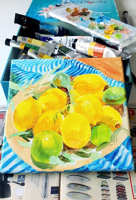 Yellow lemons still life