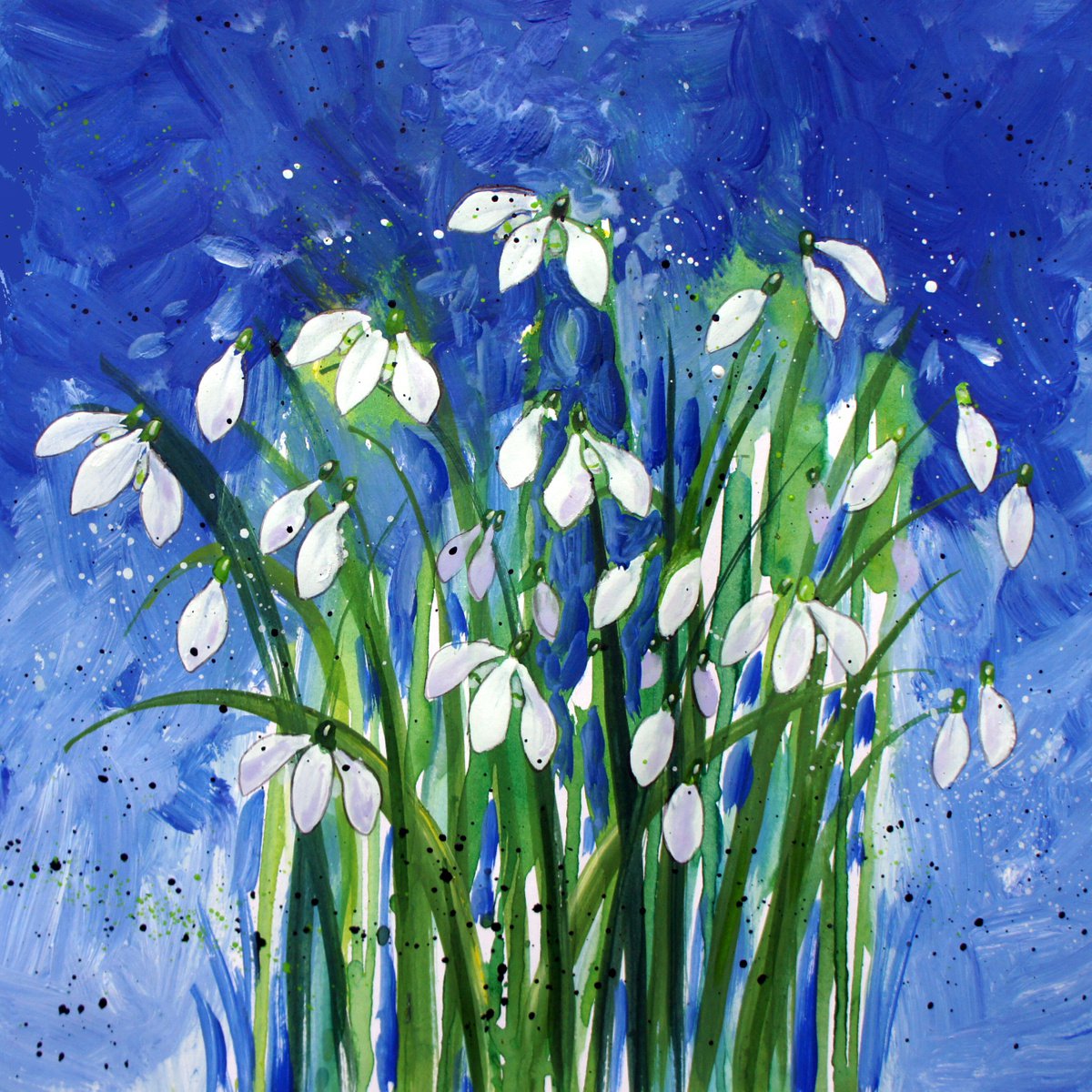 Snowdrops on Blue by Julia Rigby