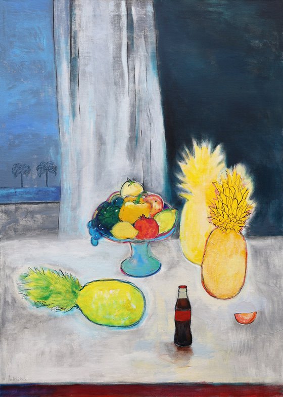 still life with pineapples