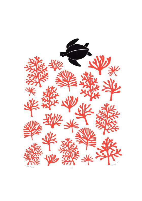 Set of 2 x A2 size Unframed Nautical Prints (Bigger Boat & Sea Turtle) - save 20% FREE Worldwide Delivery
