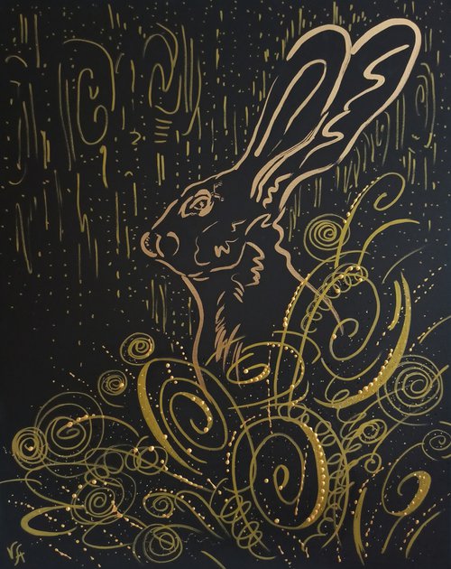 Rabbit in the grass by Alona Vakhmistrova