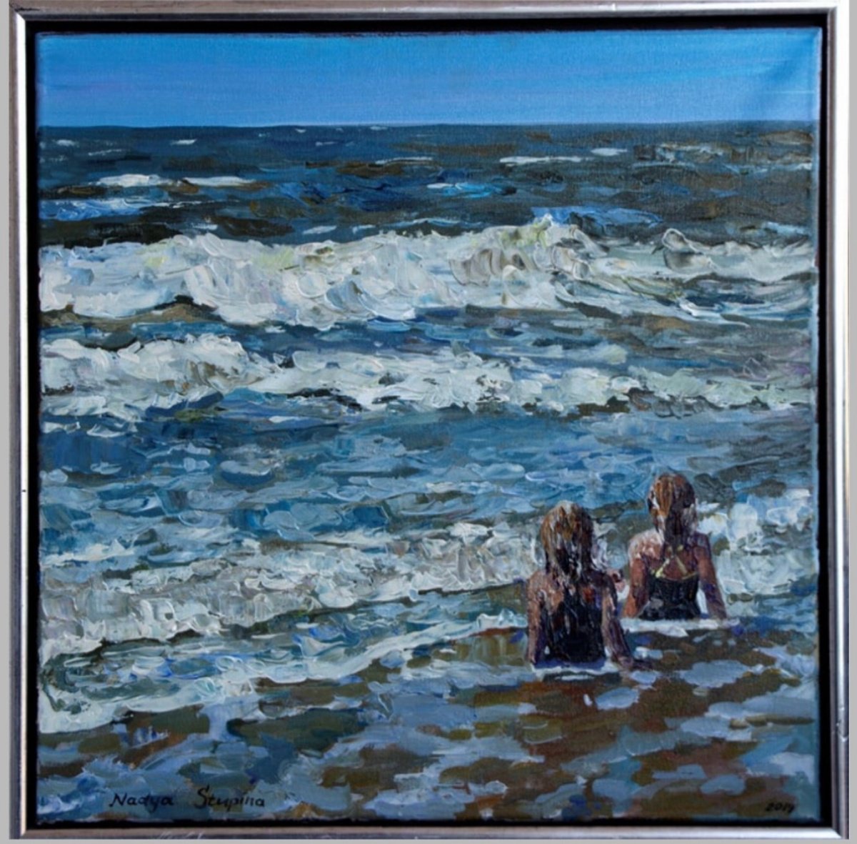 Triptych Bli?vand Girls And Sea . By Nadezda Stupina, 21 X 21, Artwork For Sale On Artfinder