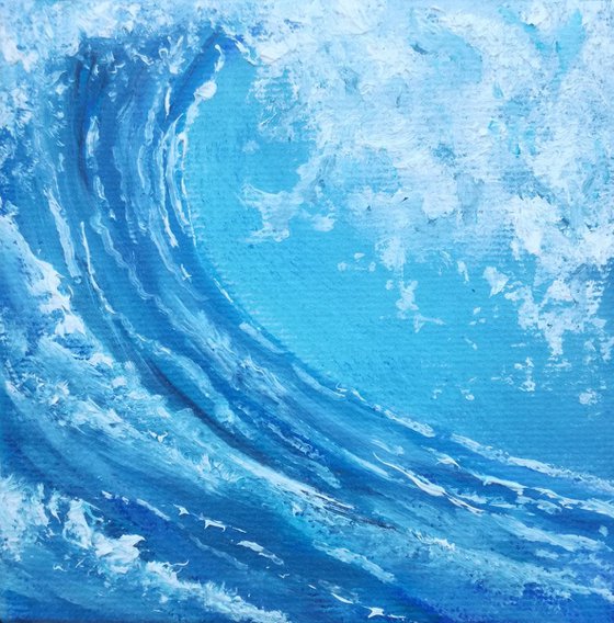 Miniature wave seascape #32 - Easel included