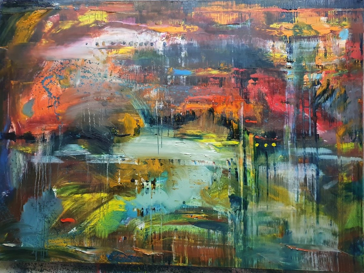 Impressionistic Abstract Oil Painting By Anatolii Varvarov, 73 X 53, Valley Of Contacts, Original Artwork